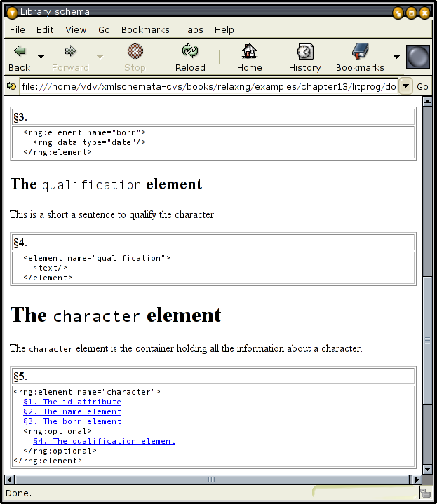 The XHTML documentation for the RELAX NG XML syntax.