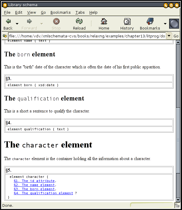 The XHTML documentation for the RELAX NG compact syntax.